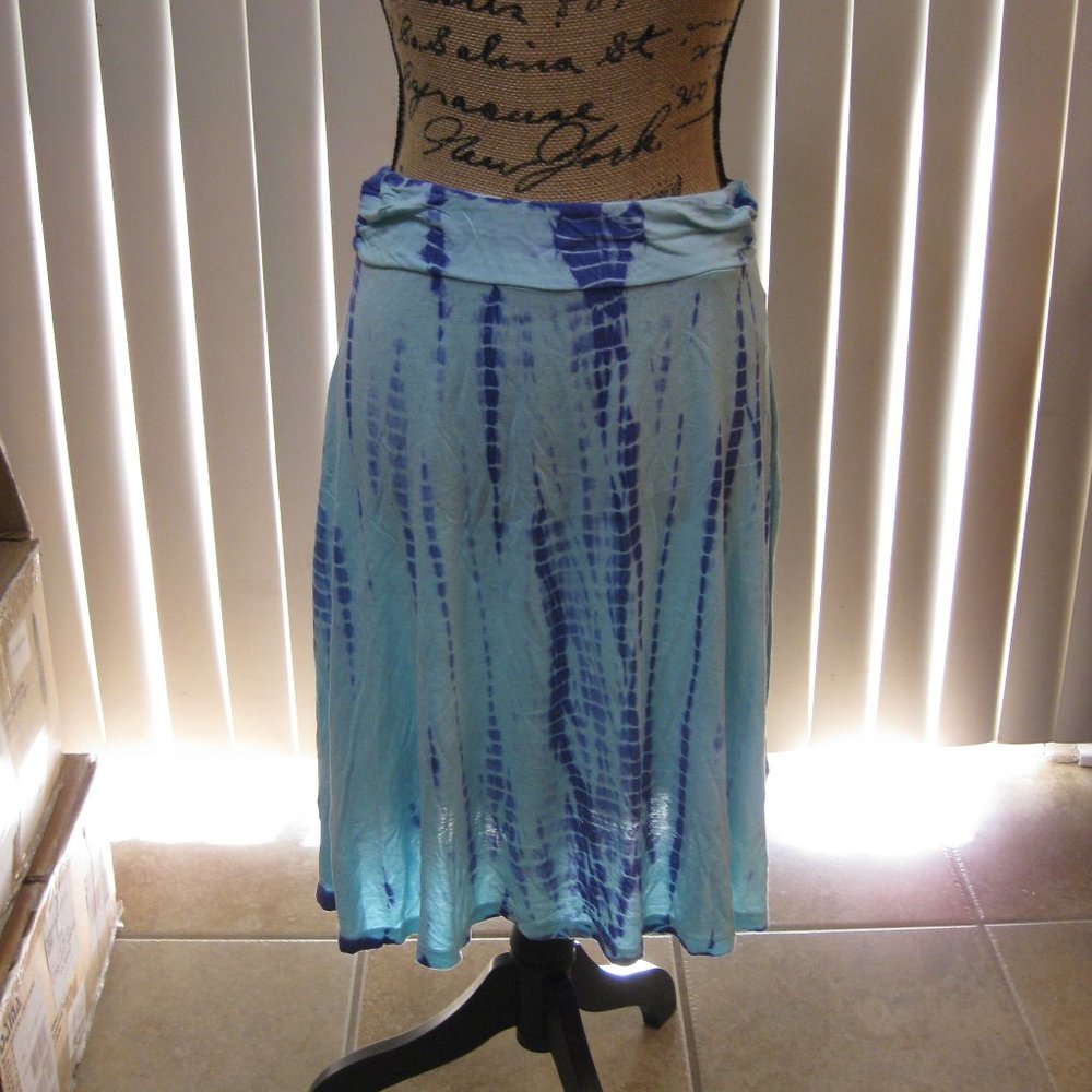 NWT Nine West blue aqua tiedye skirt S small